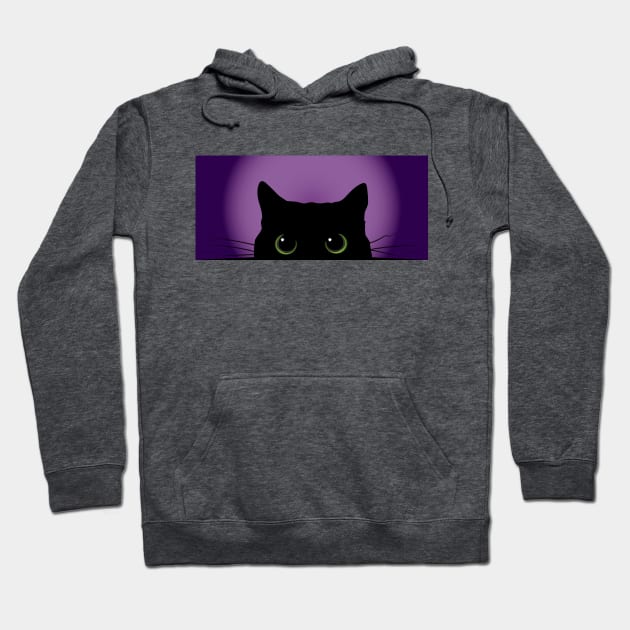 Peek-a-Boo Black Cat (Purple) Hoodie by i4ni Studio